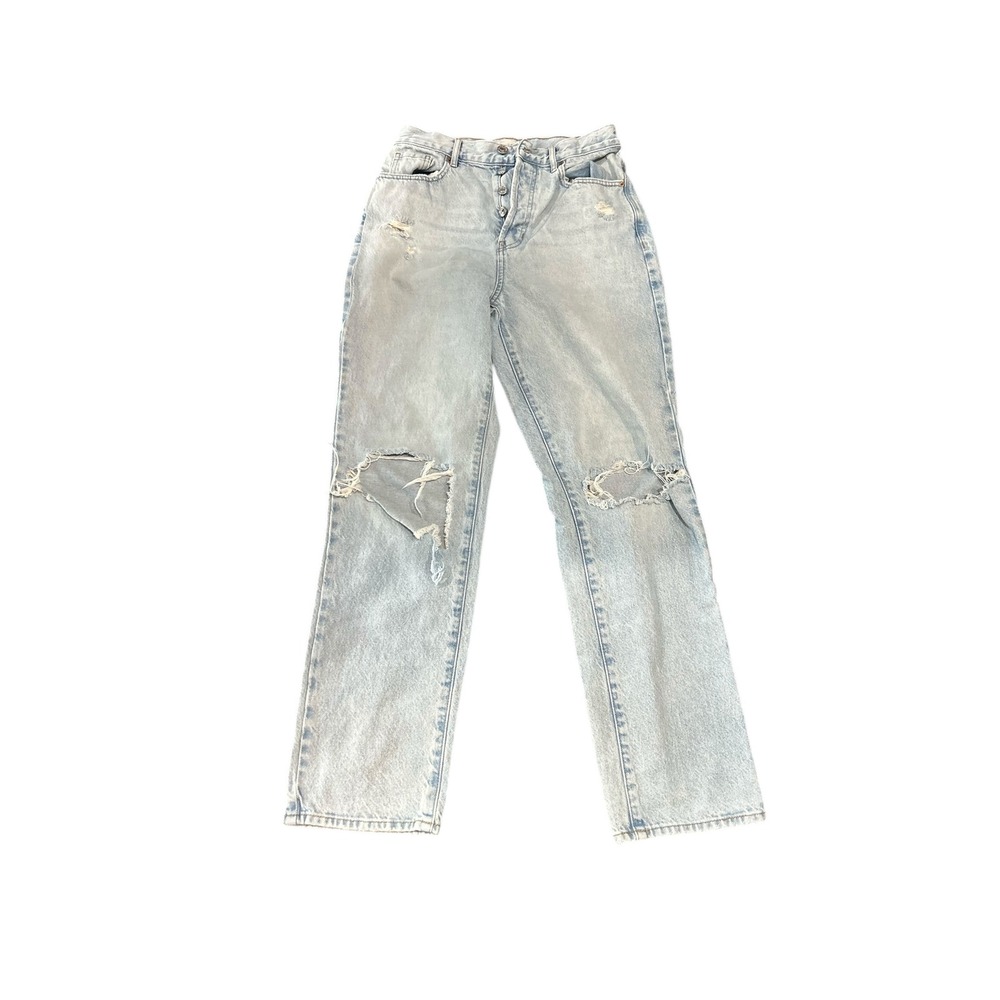 Pacific Sunwear Light Wash Distressed Straight Leg Women's Size 27 dad jeans